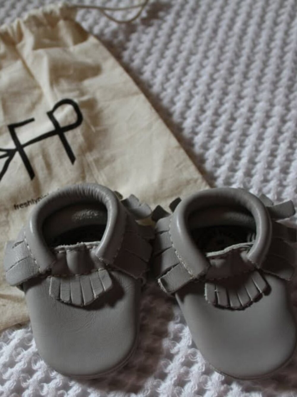 Freshly Picked Gray Leather Moccasins – Size 0, NBW